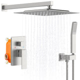 ZUN Shower System Shower Faucet Combo Set Wall Mounted with 12" Rainfall Shower Head and handheld shower T3177P269152