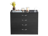PB Wood Simple 4-Drawer Nightstand Dresser with USB Ports & Outlet Black 65945830