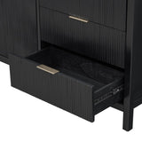 U_STYLE Minimalist Wave-Pattern Sideboard with Functional Storage,Suitable for Entryway, Hallway, N711P235893B