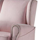 Pink Rolled Arms Swivel Chair with Nailhead Accent B062P186521