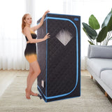 ZUN Portable Full Size Black Infrared Sauna tent–Personal Home Spa, with Infrared Panels, Heating Foot 01790038