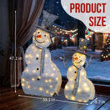 Set of 2 Lighted Snowman with Top Hat Christmas Decorations, Pre-lit 2D Holiday Decor with 80 Warm 25364656