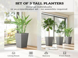 Set of 3 Plastic Flower Pots 02357797