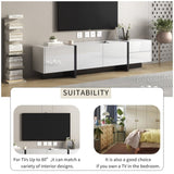 ON-TREND White & Black Contemporary Rectangle Design TV Stand, Unique Style TV WF300852AAK