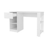 ZUN Sun City Computer Desk with a Drawer and Open Storage, White B128P263729