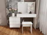 LED Lighted Makeup Vanity Table with Mirror - White Beauty Station with Storage Drawers, Matching W2139P306365