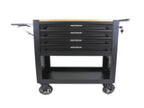 4 DRAWERS MULTIFUNCTIONAL TOOL CART WITH WHEELS AND WOODEN TOP-BLACK W1102111184