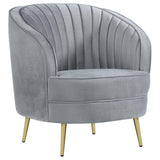 Grey and Gold Upholstered Tufted Chair B062P145585