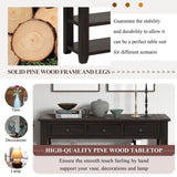 48'' Solid Pine Wood Top Console Table, Modern Entryway Sofa Side Table with 3 Storage Drawers and 2 W120246665