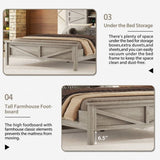 Farmhouse Platform Bed with Double Sliding Barn Door, Full Size Rustic Wood Bed with
Charging WF317943AAG