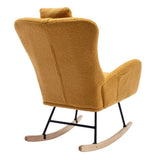 ZUN 35.5 inch Rocking Chair with Pocket, Soft Teddy Fabric Rocking Chair for Nursery, Comfy Wingback W1372105257