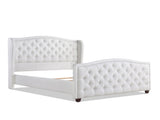 Marcella Upholstered Shelter Headboard Bed Set, Queen, Bright White Polyester B2719P238220