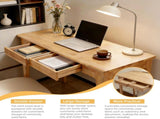 Solid Wood Desk with Drawers, Standing Desk with Smooth Edges, Home Office Desk for Small Spaces, 94318525