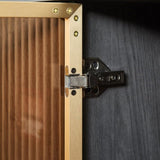 64-Inch Wavy TV Cabinet, Round Sideboard, Wooden Vertical Stripe Storage Cabinet, Aluminum Door 24647726