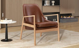 U-Can PU Leather Accent, Mid-Century Modern Armchair with Solid Wood Frame, Reading Leisure N724P256555D