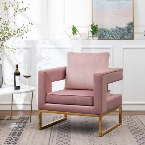 ZUN Lenola Contemporary Upholstered Accent Arm Chair, Pink T2574P164512