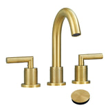 Gold Bathroom Faucet 2 Handle 8 Inch Bathroom Sink Faucets Stainless Steel 3 Hole Widespread with T3177P277501