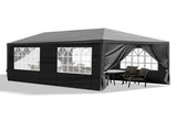 10x20ft Black Pop Up Canopy Tent, 6 Removable Sidewalls with 2 Doors 4 Windows, 38534135