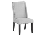 Modern Look 2pc Light Gray Side Chair Fabric Full Back Upholstered Seat Back Wing Black B011P196922