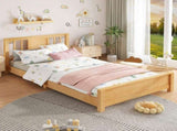 Twin Size Platform Bed Frame Headboard, Solid Wood Low Profile Platform Bed Frame, Floor Bed W1580P438799