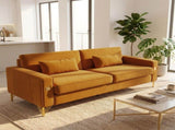 FX-P18-ORLuxury Velvet Sofa with Gold Accents - Modern 3-Seat Couch with Plush Cushions, W57649842