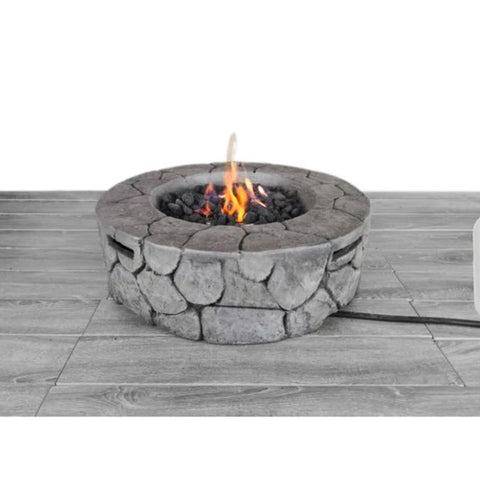 ZUN 9'' H x 28'' W Fiber Reinforced Concrete Outdoor Fire pit B120P198408