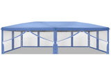 10x20 ft Instant Pop Up Canopy Tent Blue, 6 Mesh Panels 2 Doors 4 Net Sides, Powder Coated Iron 07293396
