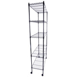 5-Layer Plastic Coated Iron Shelf with 1.5" Nylon Wheels 165*90*35 Black 40565502
