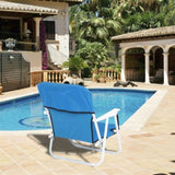 Oxford Cloth Iron Outdoor Beach Chair Blue 16577017