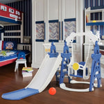 ZUN Kids Swing and Slide Set 3-in-1 Slide with Basketball Hoop for Indoor and Outdoor Activity W2181139446