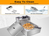 US Standard EH81 Deep Fryer, 110V, 1700W, 11.4QT/10.8L, Silver Stainless Steel, Single Tank, 89352802