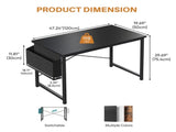 47" Home Office Desk for Small Spaces, Computer Desk with Storage Bag & Hook, Modern Simple Style 65640477