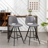 ZUN Porth Fabric Kitchen 28.25" Counter Height Stools, Set of 2, Gray T2574P165088