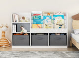 Kids Bookcase and Bookshelf, Multifunctional Bookcase with 3 Collapsible Fabric Drawers, Bookcase 45889754