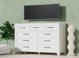9-Drawer Tall Dresser, White Metal Storage Cabinet with Smooth Gliding Drawers, Space-Saving Chest T2398P498868