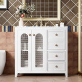 36.02-inch bathroom vanity with two soft-close doors, adjustable shelves and three drawers N729P184710K