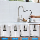 Kitchen Faucet with Pull Down Sprayer and 4 Spraying Modes Brushed Nickel Commercial 1 or 3 Hole T3177P289664