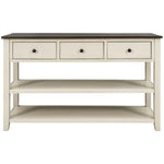 ZUN Retro Design Console Table with Two Open Shelves, Pine Solid Wood Frame and Legs for Living Room 83399820