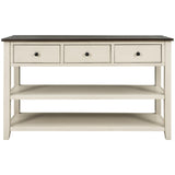 ZUN Retro Design Console Table with Two Open Shelves, Pine Solid Wood Frame and Legs for Living Room 83399820