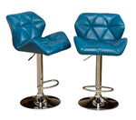 ZUN Glasgow Contemporary Tufted Adjustable Height Hidraulic Bar Stools, Set of 2, Blue T2574P164865