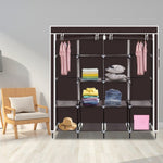 ZUN 67" Clothes Closet Portable Wardrobe Clothes Storage Rack 12 Shelves 4 Side Pockets Dark Brown 71588089