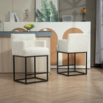 ZUN House Hold Counter Height Bar Stools Set of 2, Modern Square Bar Stool with Back, Black Metal W1588P191210