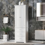 ZUN Tall Storage Cabinet with Three Drawers for Bathroom/Office, White WF299282AAK