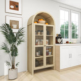 70.28" Tall Arched Kitchen Pantry, Modern Farmhouse Wood Kitchen Storage Cabinets ,Arched Storage W688P204446