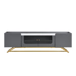 ZUN Sleek Design TV Stand with Fluted Glass, Contemporary Entertainment Center for TVs Up to 70", Faux 64903737