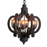Farmhouse Chandelier, 6-Light Wood Chandelier Pendant Light Fixture with Adjustable Chain for Dining W2078137920