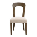 Dining Chairs Set of 2, Upholstered Kitchen Side Chairs with Beige Fabric Seating Light Brown Solid N779P236958A