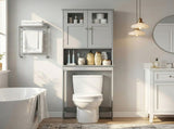 2-Door 3-Tier Toilet Cabinet MDF Melamine-Faced Bathroom Vanity 23.23*8.66*66.93in Grey 44440316