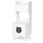 ZUN Litter Box Enclosure with Shelves and Doors White Wooden Hidden Cat Litter Box Furniture Industrial W1687P170695