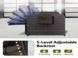 Patio Rattan Daybed Set, 2-in-1 Wicker Loveseat Sofa with Multipurpose Ottoman & Retractable Side 11310805